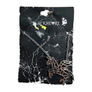 Hot Topic Blackheart Geometric Unicorn Alicorn Faceted Silver Alloy Necklace.